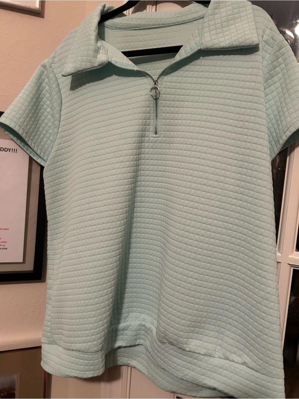 Women’s Short-Sleeve Polo Zip Top in Mint